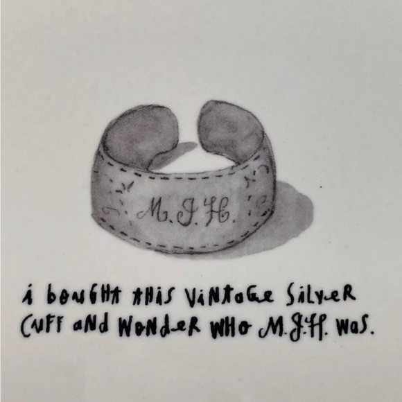 Rae Dunn French Sketch Vintage Silver Cuff Trinket Tray Retired Vintage Piece - Picture 2 of 5